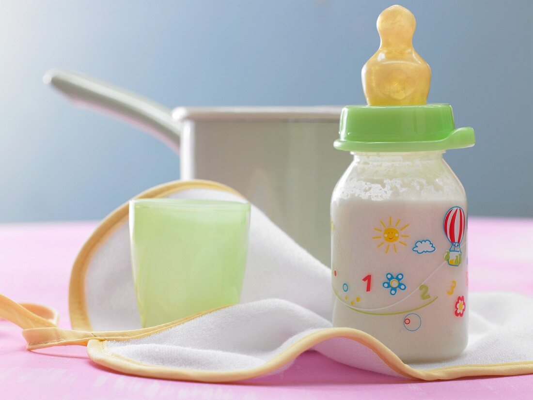 A baby food drink with apple juice