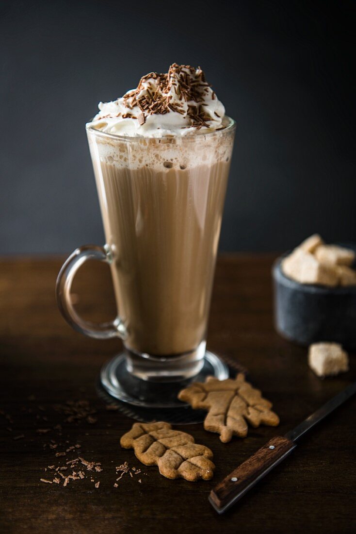 Mocha coffee: coffee with chocolate and cream
