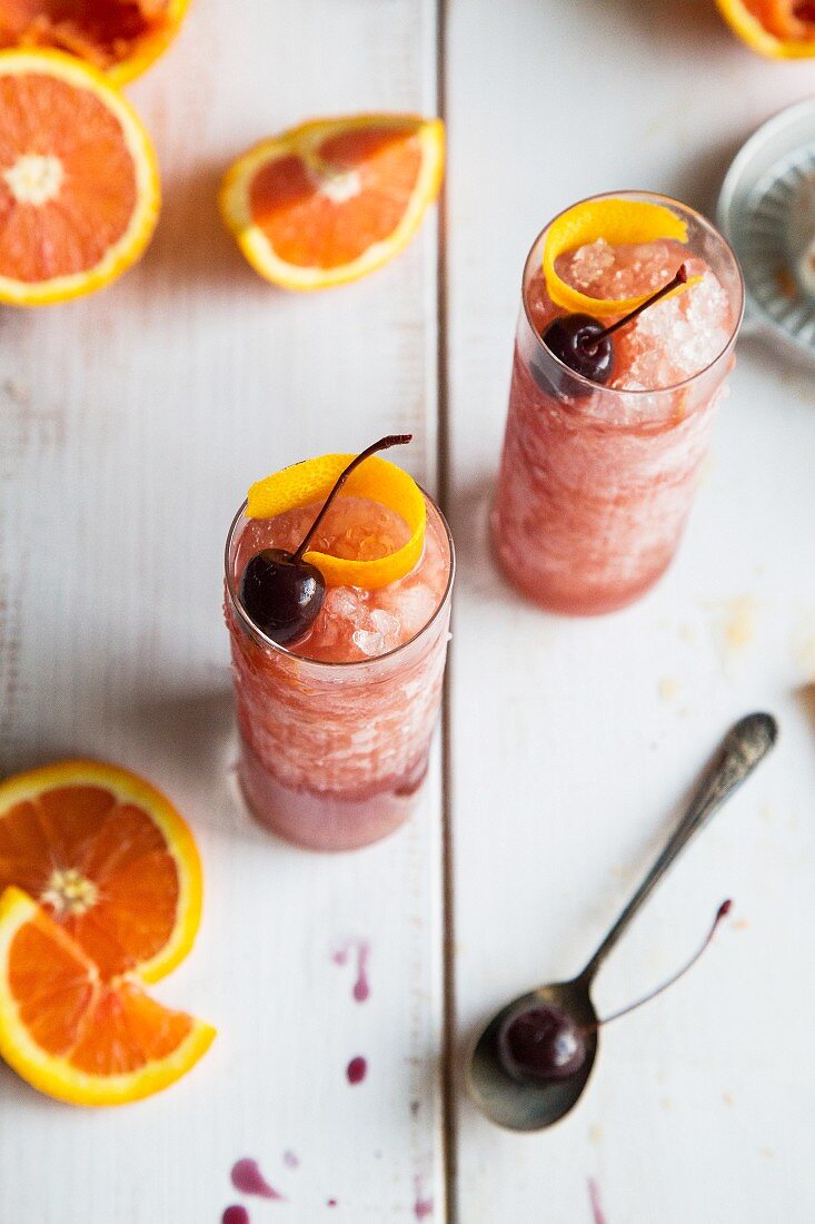 An old-fashioned orange cocktail