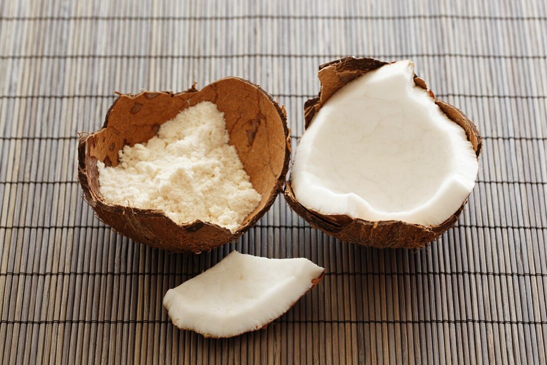 Coconut flour and coconut flesh