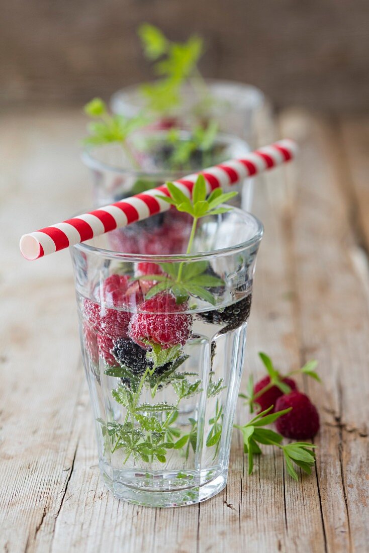 Detox water with berries and woodruff