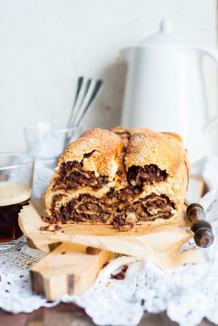 Povitica (yeast bread with a chocolate & walnut filling traditionally served at Easter in Croatia)