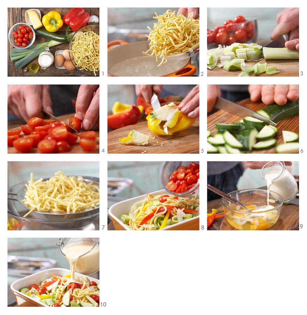 How to prepare gratinated Spätzle (soft egg noodles)