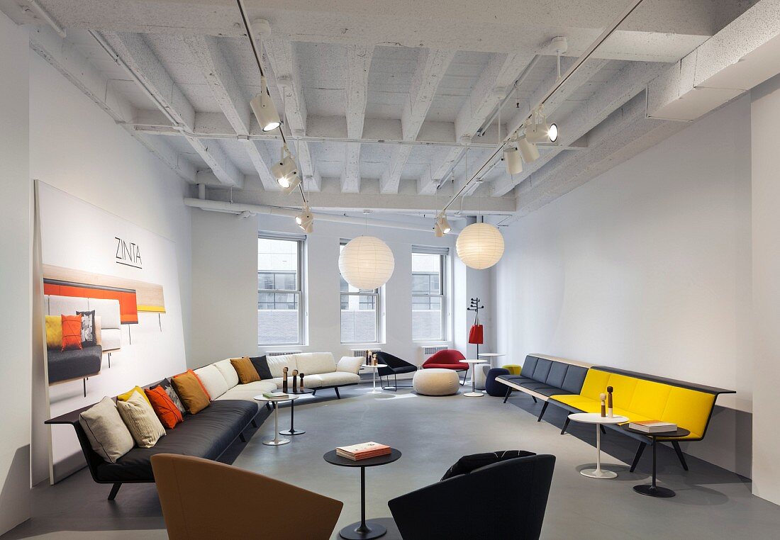 Colourful seating in lounge area