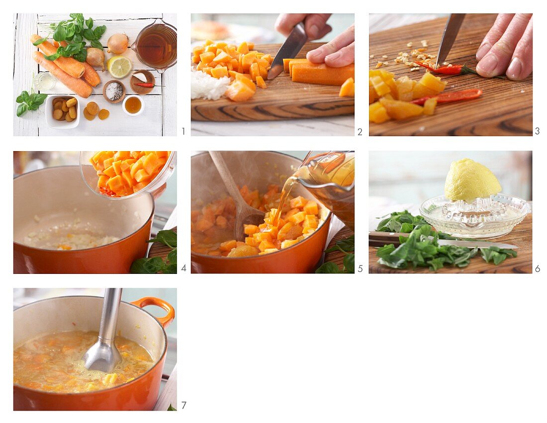 How to prepare apricot and carrot soup with chilli and honey
