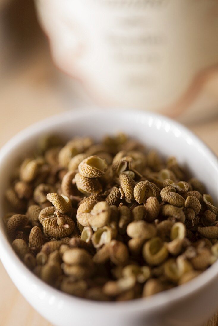 Sichuan pepper in a bowl (close-up)