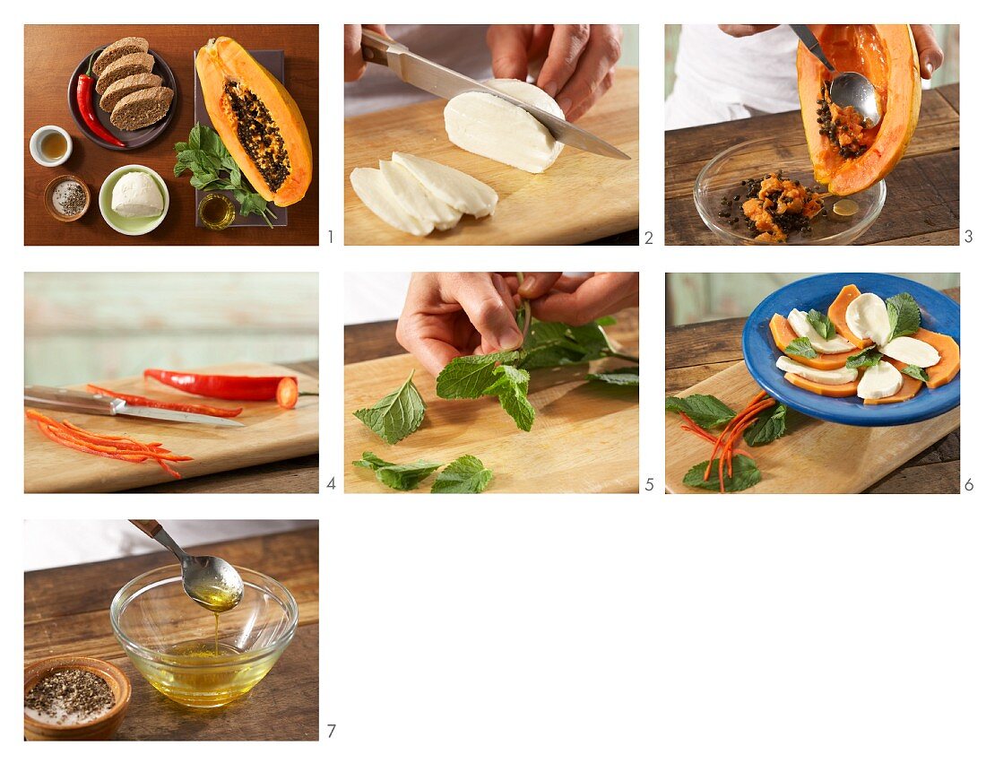 How to prepare papaya & mozzarella carpaccio