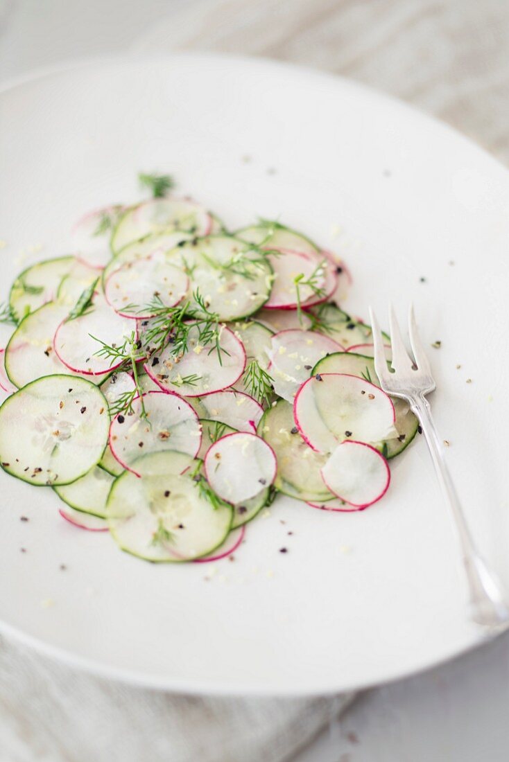 Gurken-Radieschensalat mit Dill (Detox)