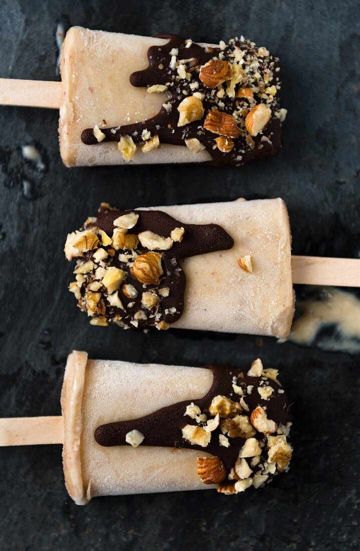 Vegan banana & peanut butter ice lollies