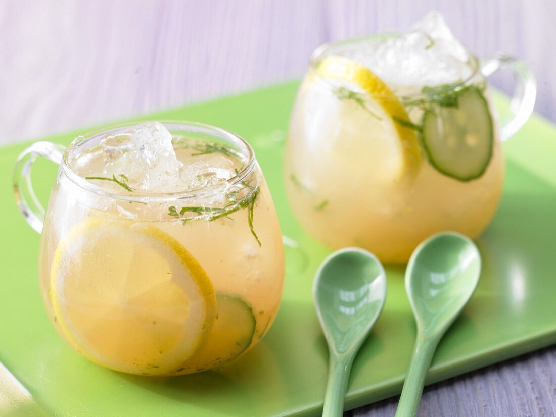 Citrus and cucumber punch with mint