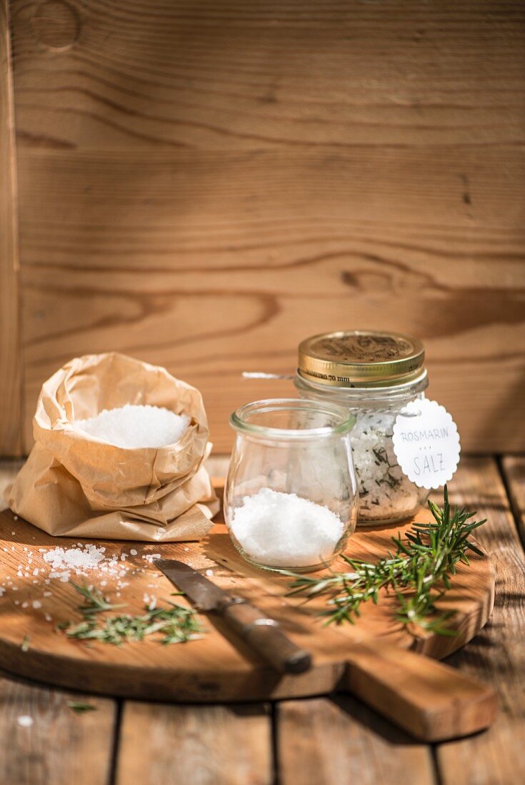 Home-made rosemary salt to give as a gift