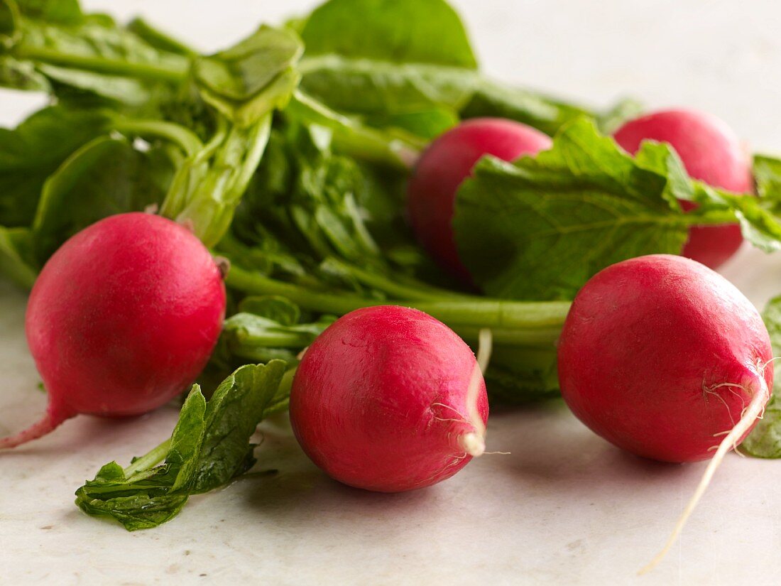 Fresh radishes with leave (close-up)