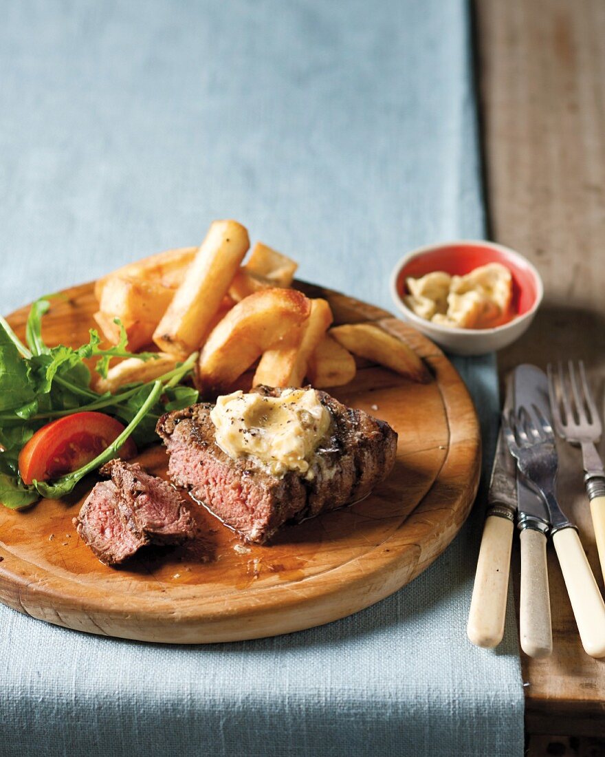 Steak with home-made anchovy & caper cream