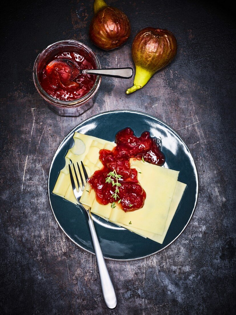 Home-made fig chutney served with cheese