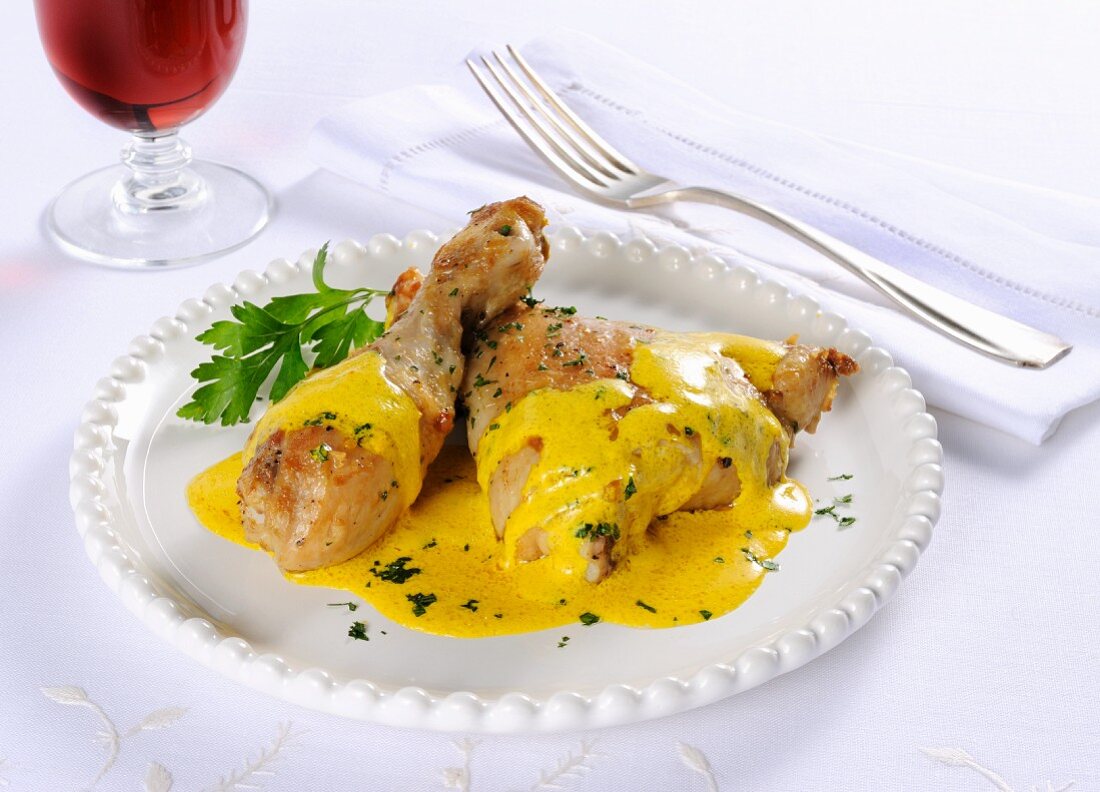 Chicken with creamy Italian saffron saice