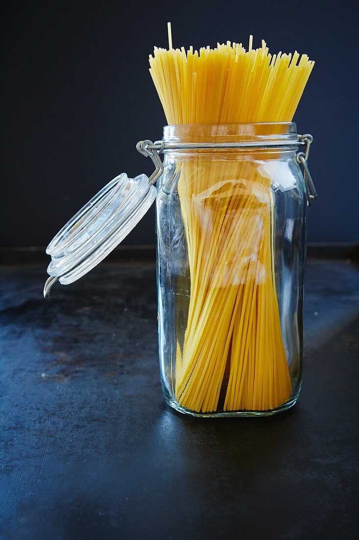 Spaghetti in a preserving jar