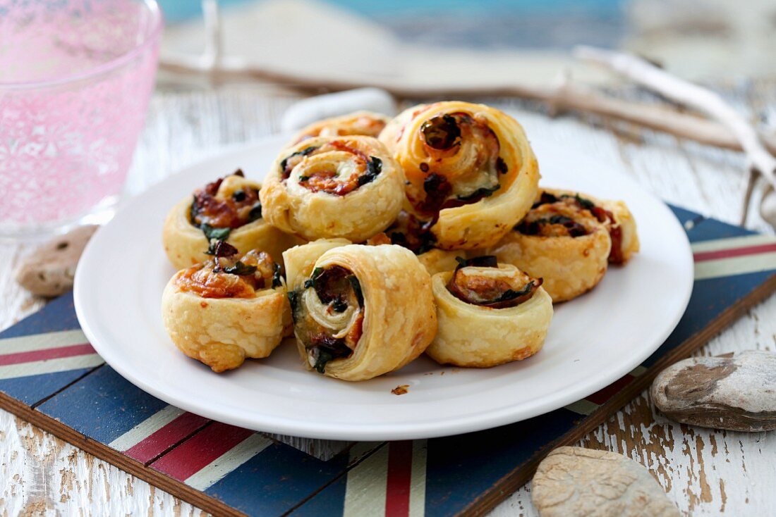 Puff pastry swirls with a vegetable filling