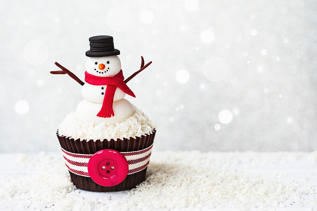 Ein Cupcake-Schneemann