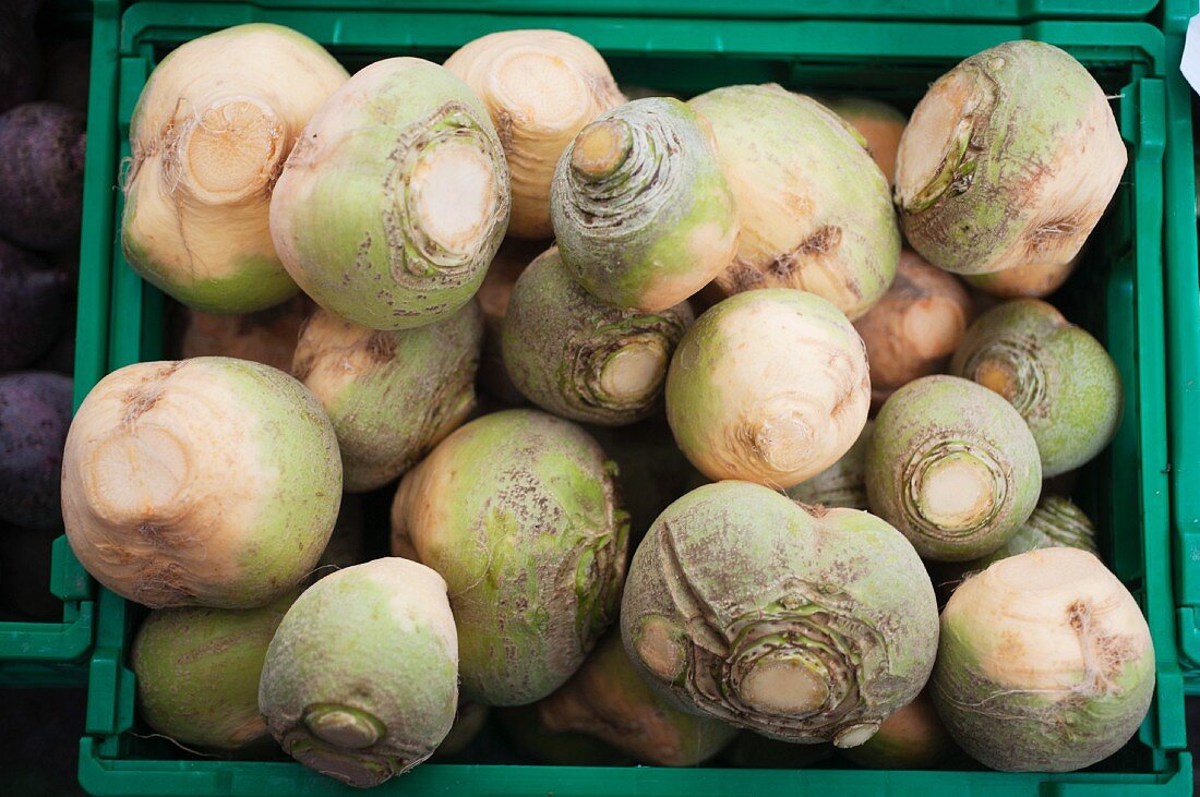 Swedes in a crate (seen from above)