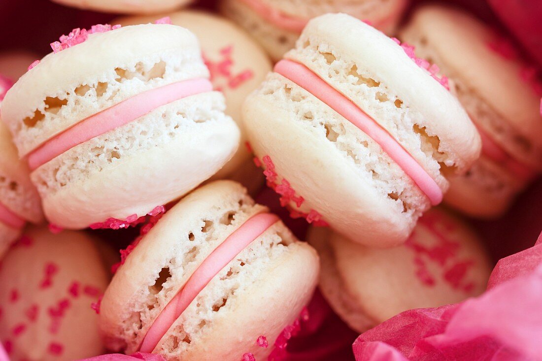 French macarons filled with strawberry cream