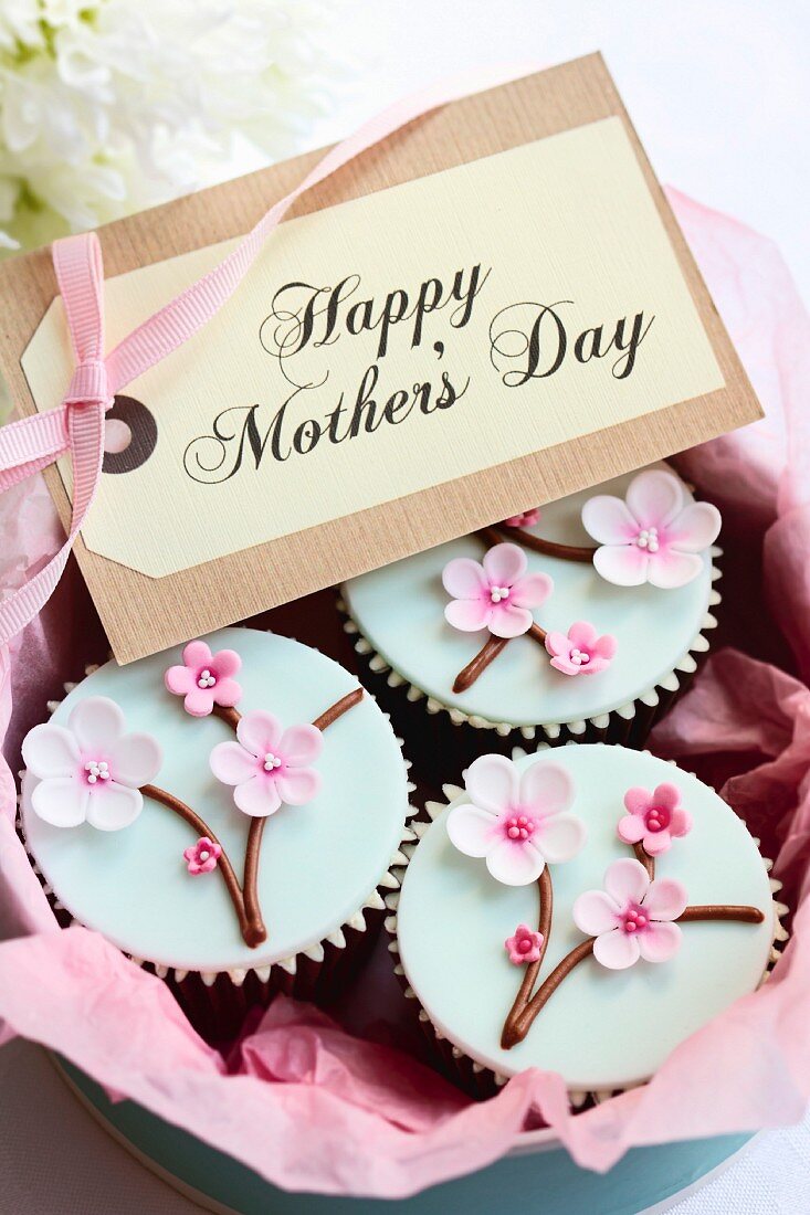 Geschenkbox mit Cupcakes zum Muttertag