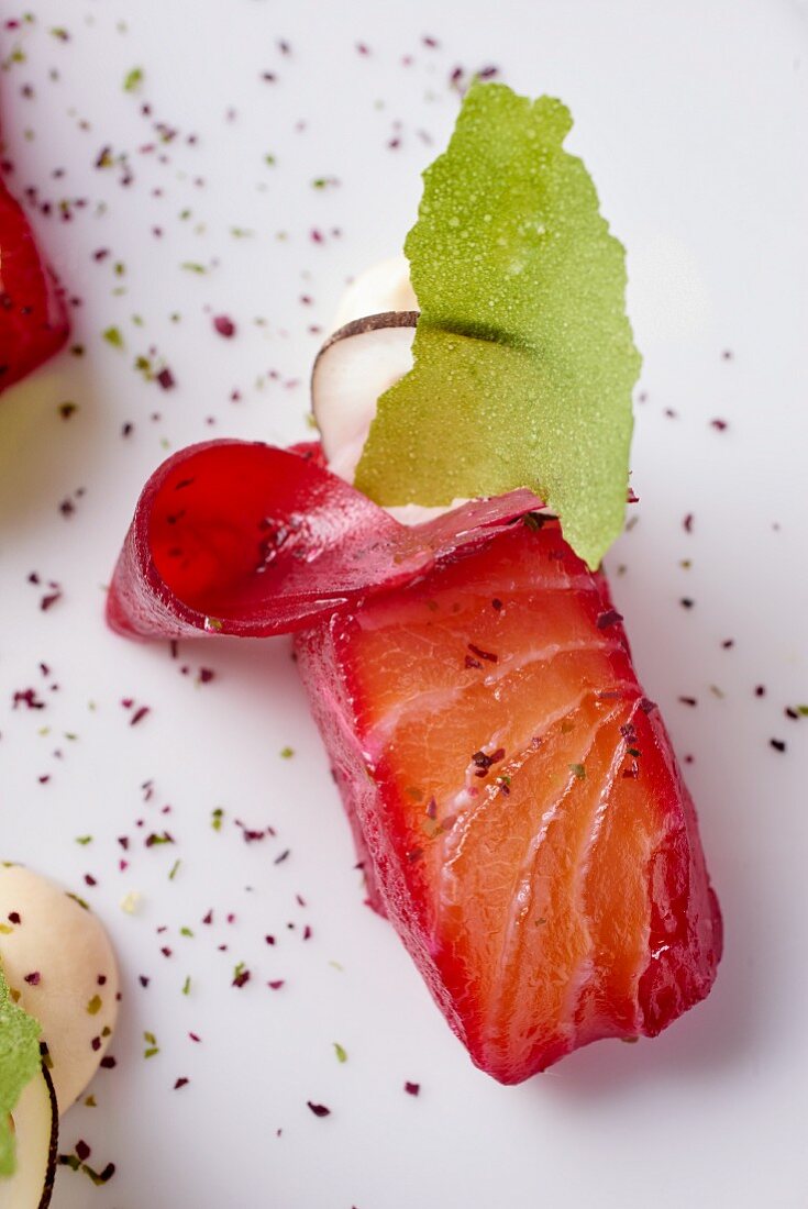Norwegian salmon with radish and beetroot