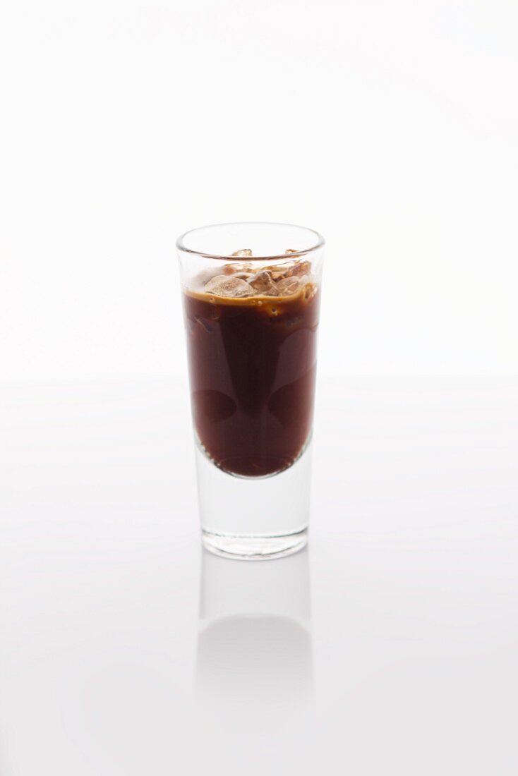 A shot of iced espresso