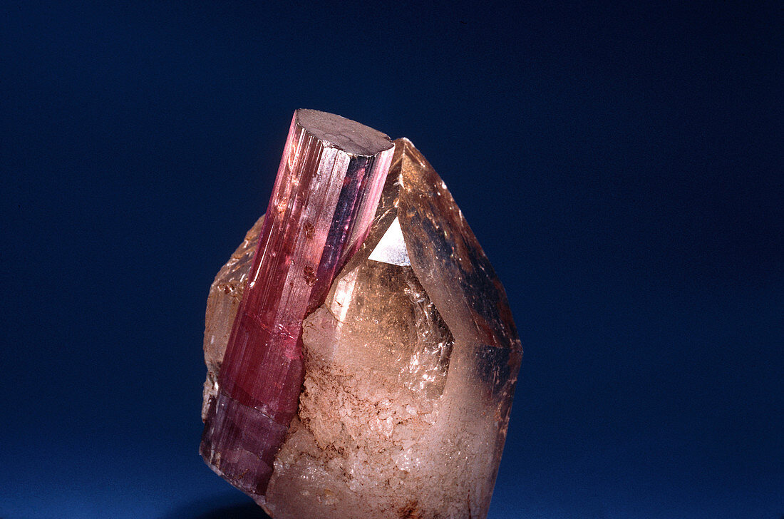 Tourmaline (elbaite) on quartz