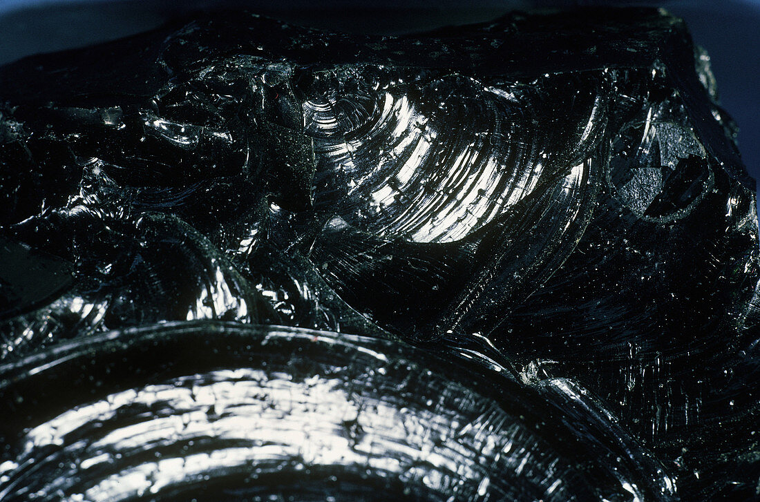 'Obsidian,Showing Conchoidal Fracture'