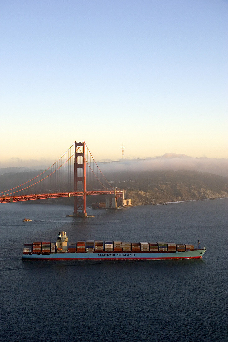 Container Ship and Golden Gate Bridge