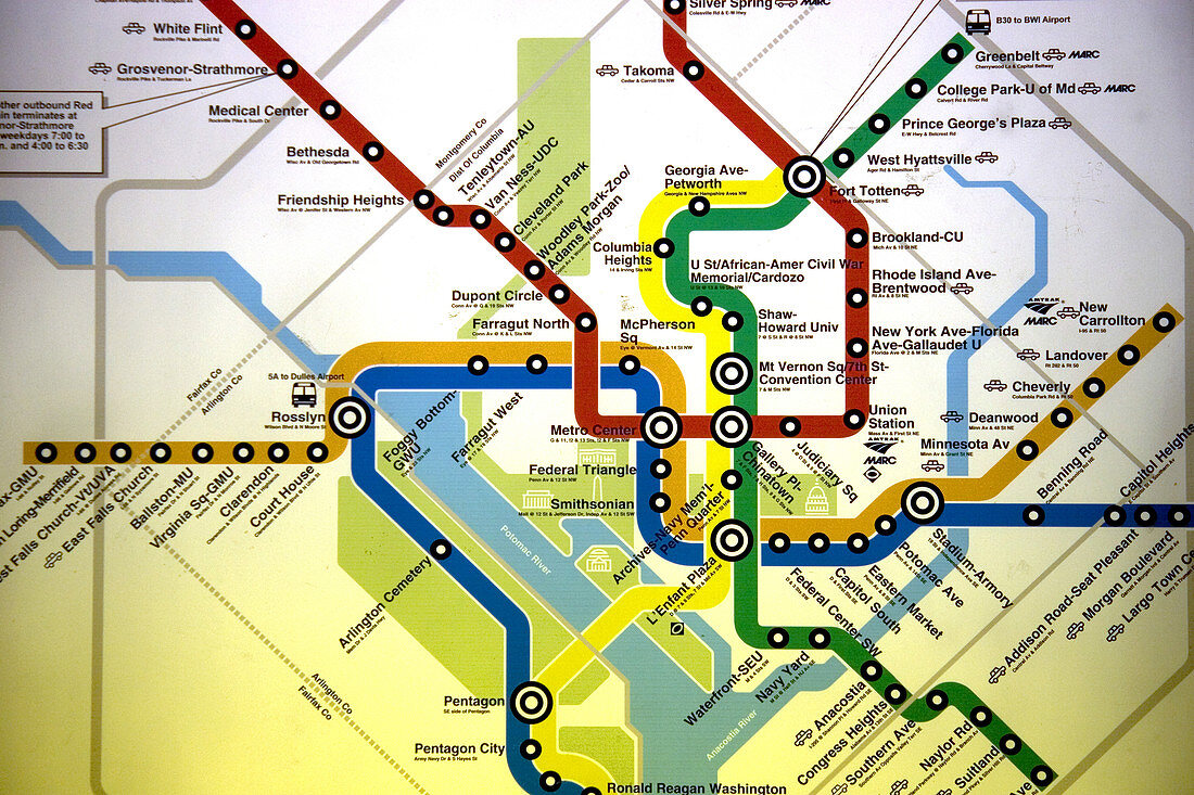 Map of Washington D.C. Metrorail system