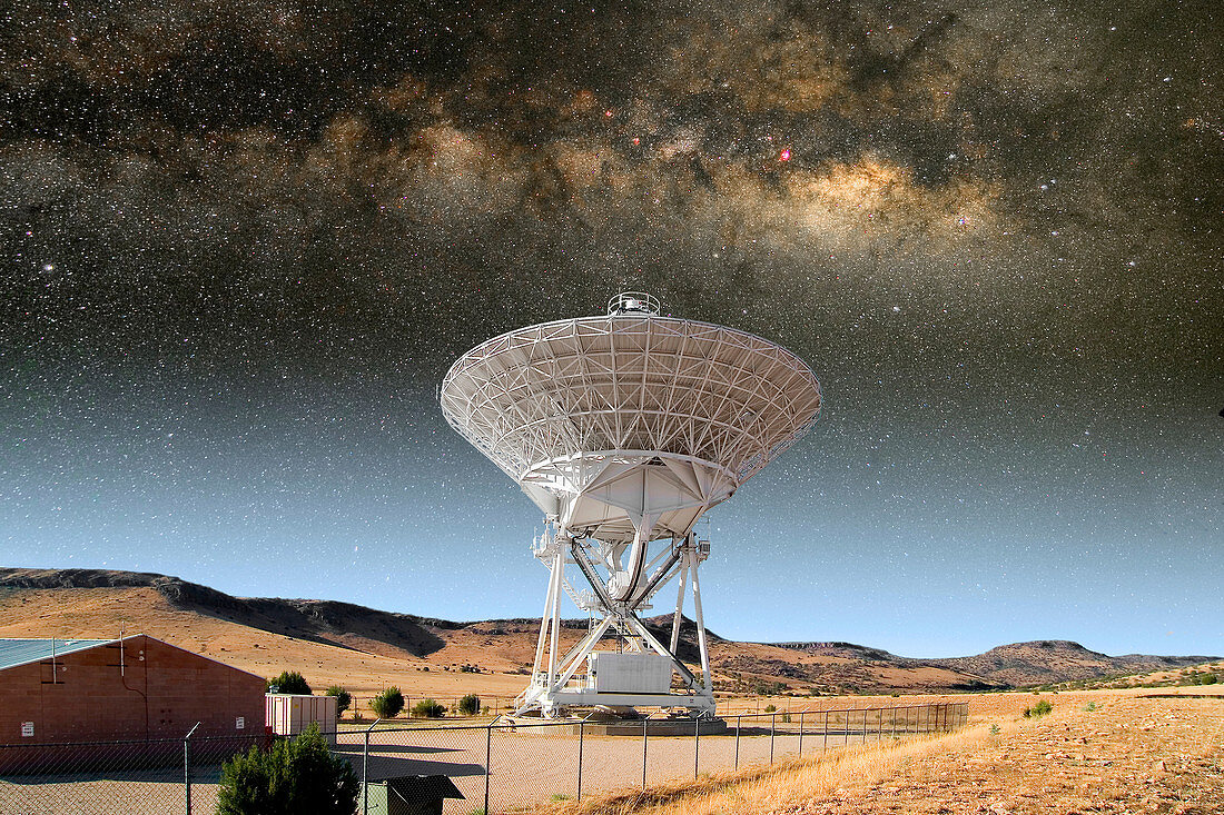 Radio Dish and Milky Way