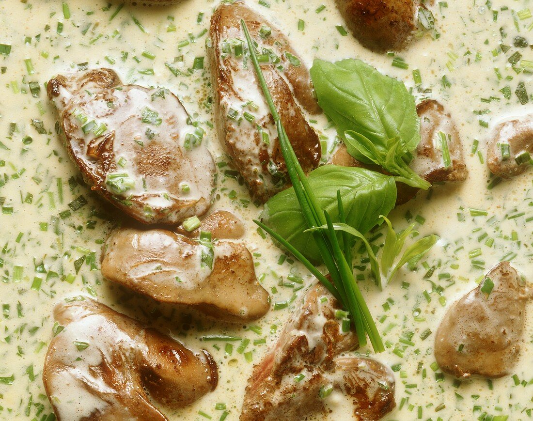 Chicken livers with herb sauce