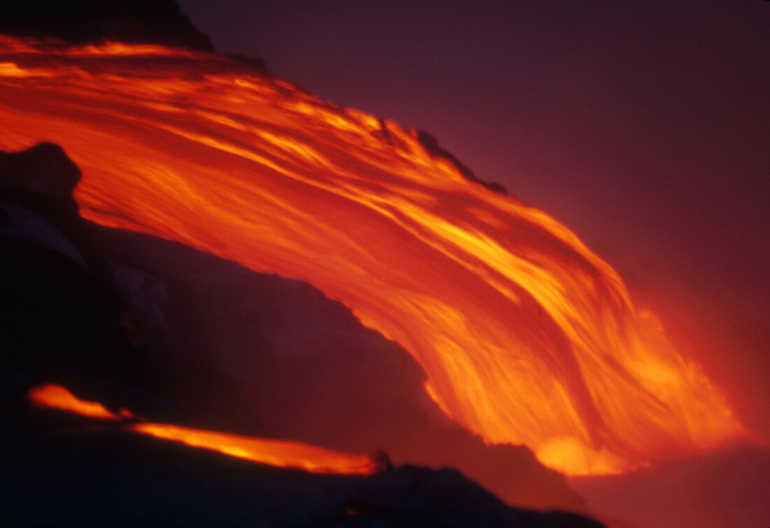 Lava Flowing into the Sea,Kilauea,Hawai