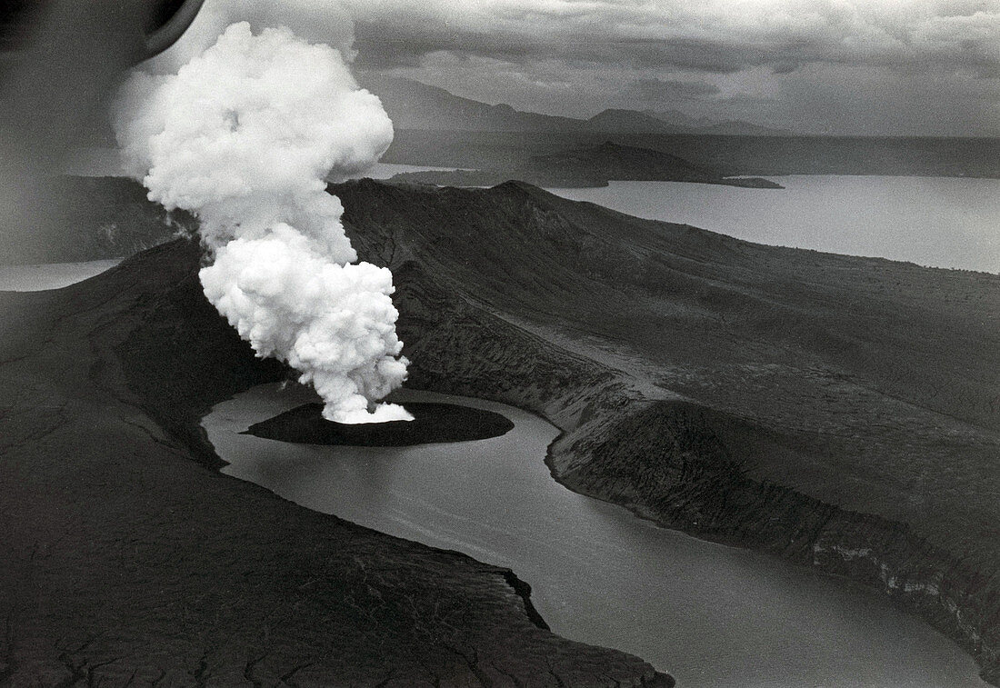 Taal volcano erupting