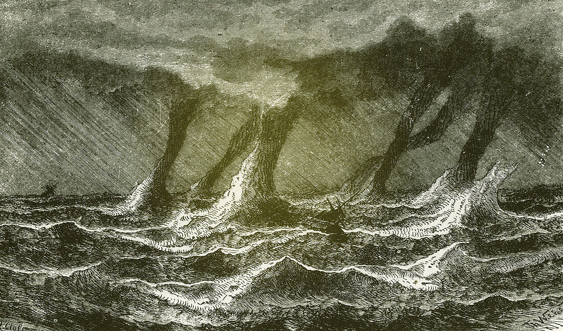Illustration of waterspouts