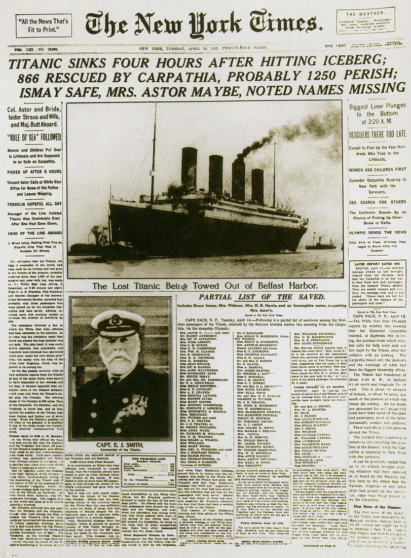 Sinking of the Titanic,NY Times Article