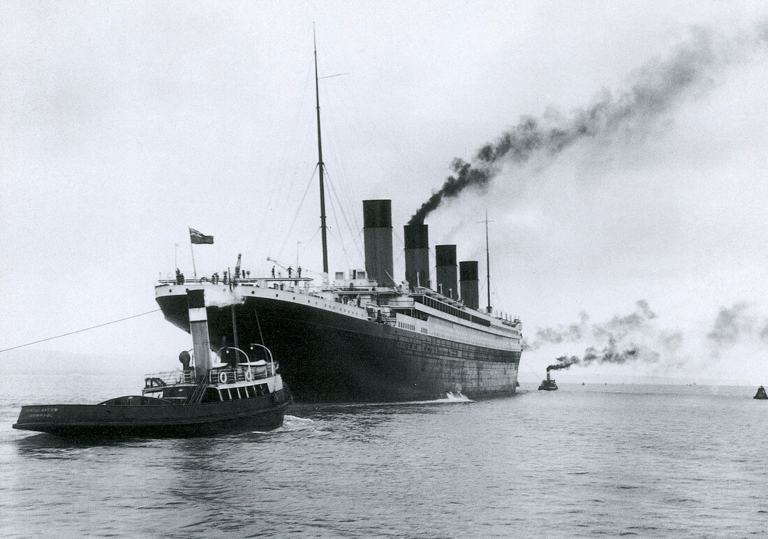 Titanic leaving the shipyard