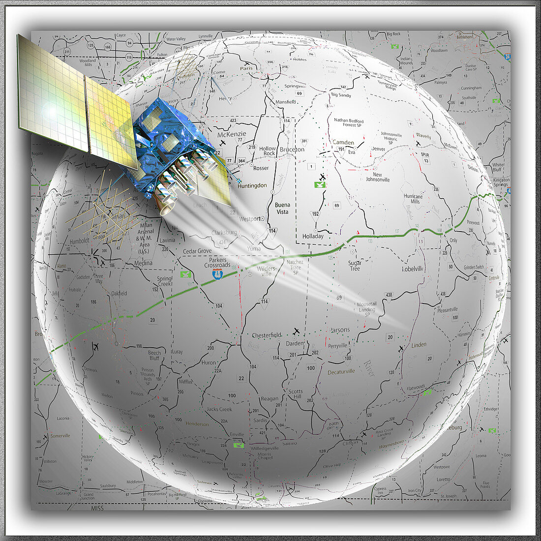 GPS Satellite over Map