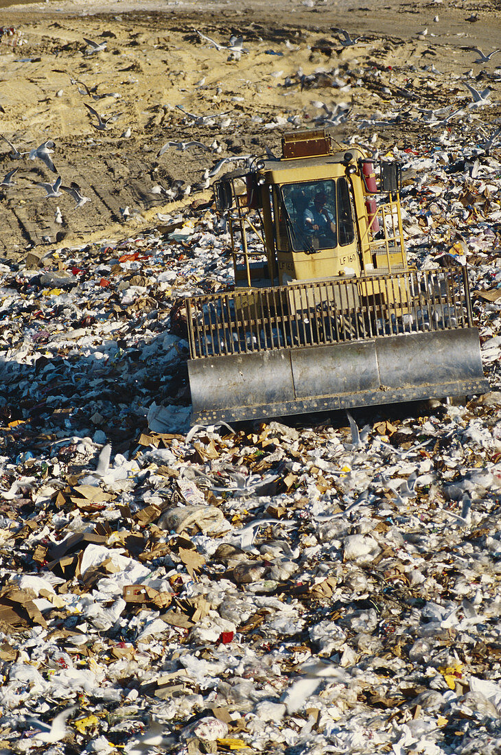 Compactor Tractor in Landfill