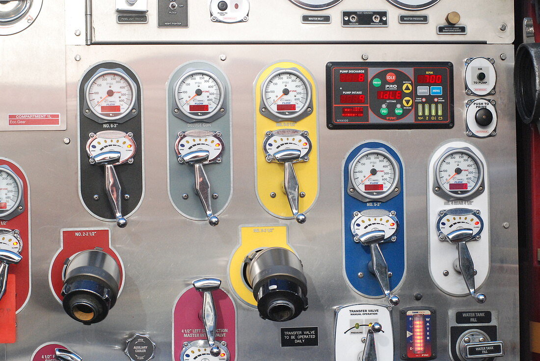 Control panel on a fire truck