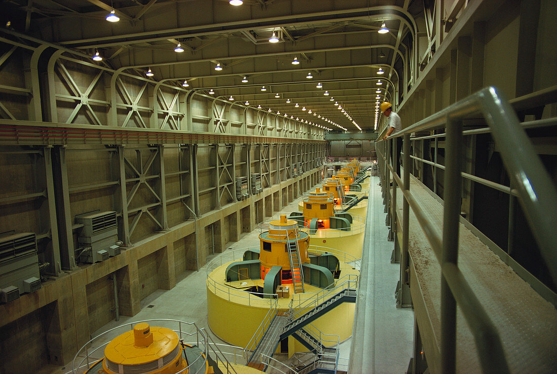 Turbine room of hydropower plant