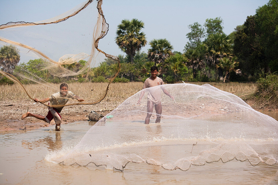 Fishing with Net,Cambodia