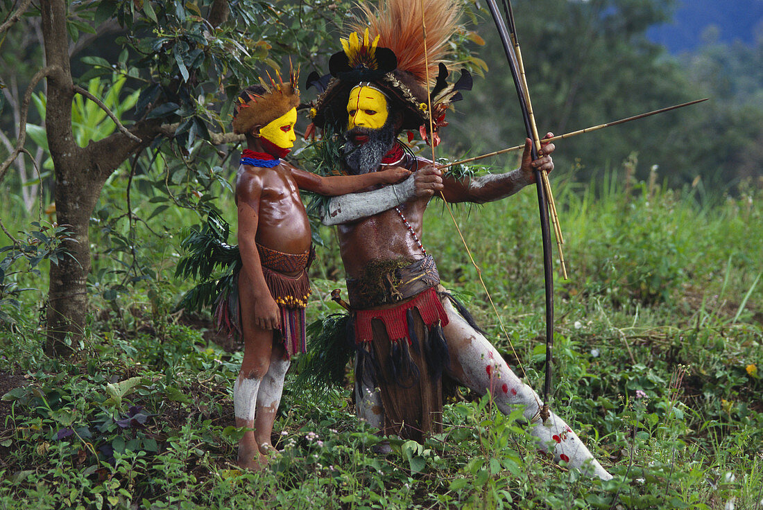 Huli Father and Son,Papua New Guinea