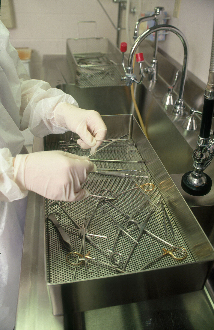 Surgical instruments Being Cleaned
