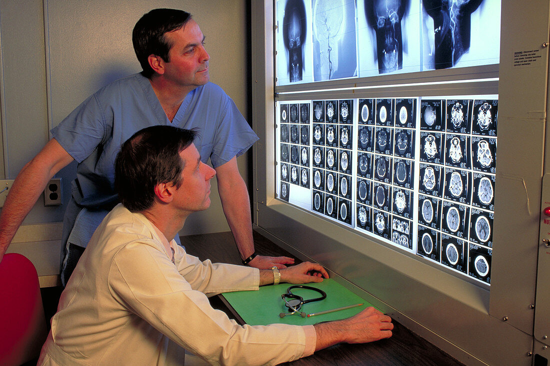 Doctor examining MRI scans