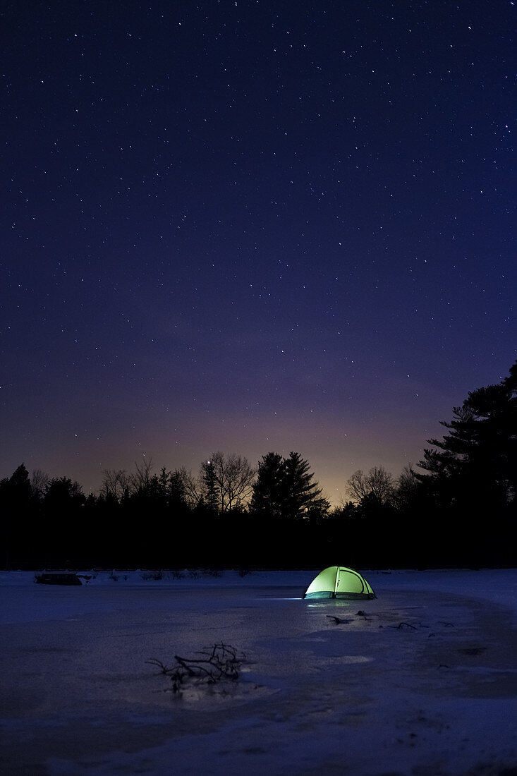 Lone Tent at Night