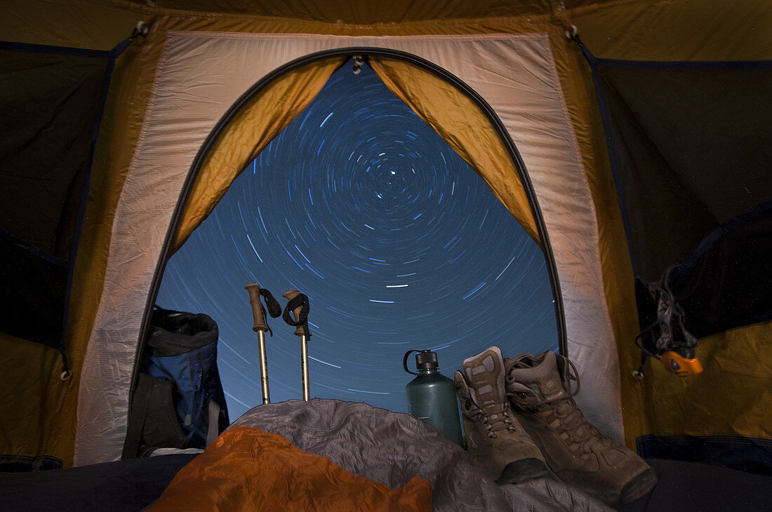 Star Trails Seen From Tent