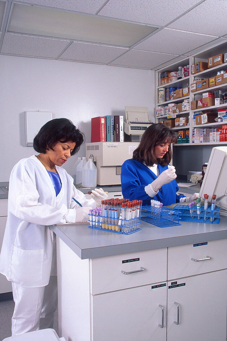 Lab Technicians with Blood Samples