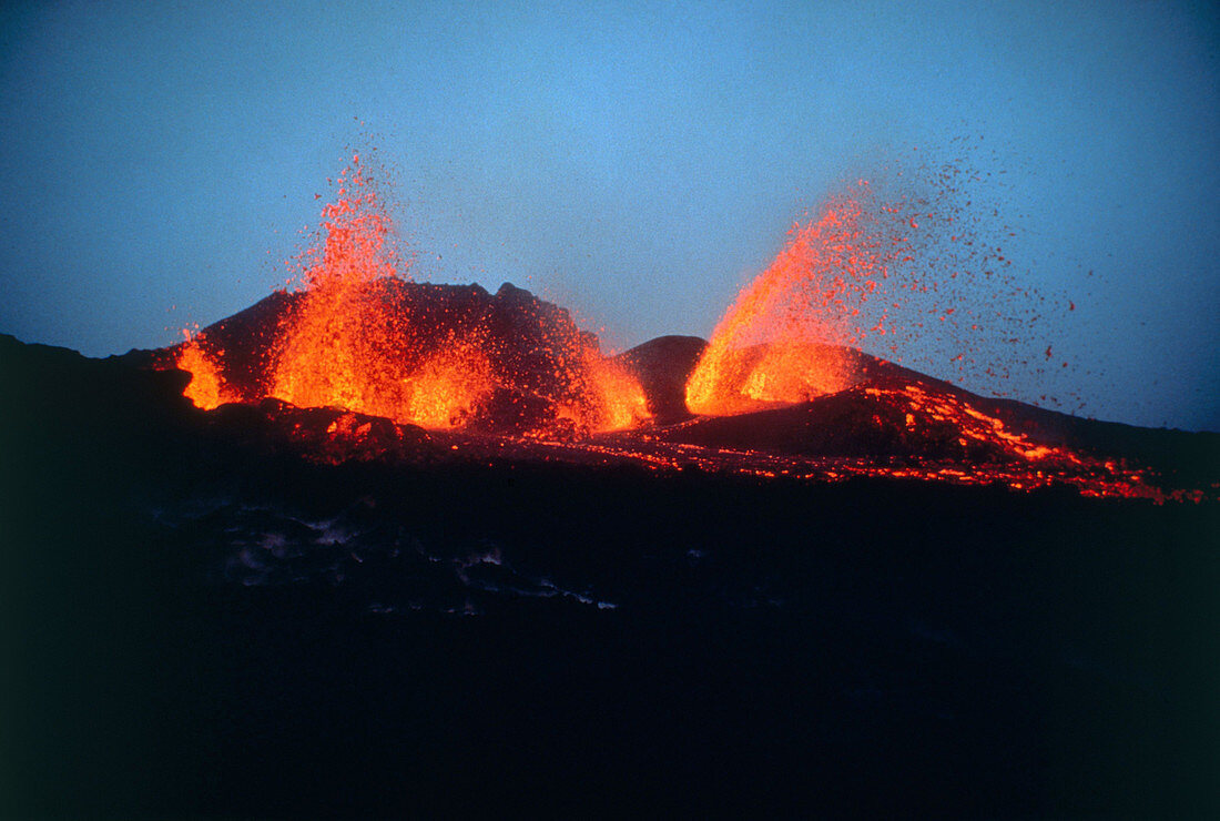 Dolomieu Crater Erupting